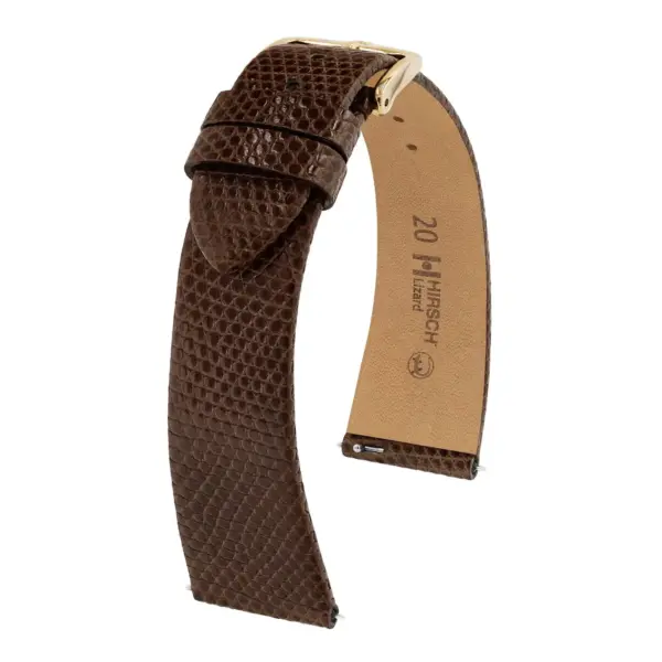 HIRSCH Lizard - Leather Watch Strap - Brown