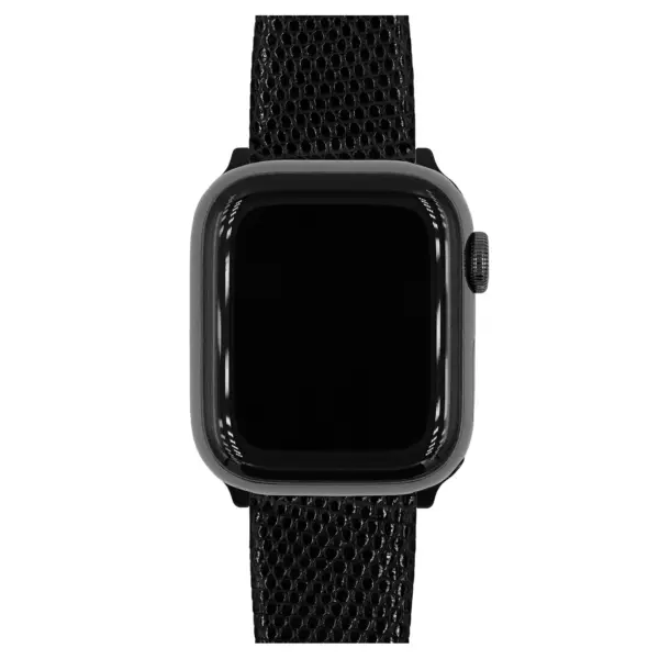 HIRSCH Lizard - Leather Watch Strap - Black Shiny - Image 6