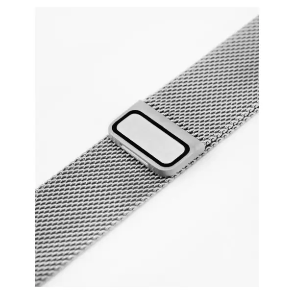 HIRSCH Milanaise - Mesh Watch Band - Magnetic Clasp - Silver - Image 2