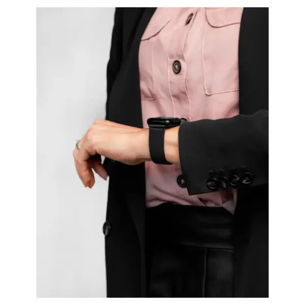 HIRSCH Milanaise - Mesh Watch Band - Magnetic Clasp - Black - Image 6