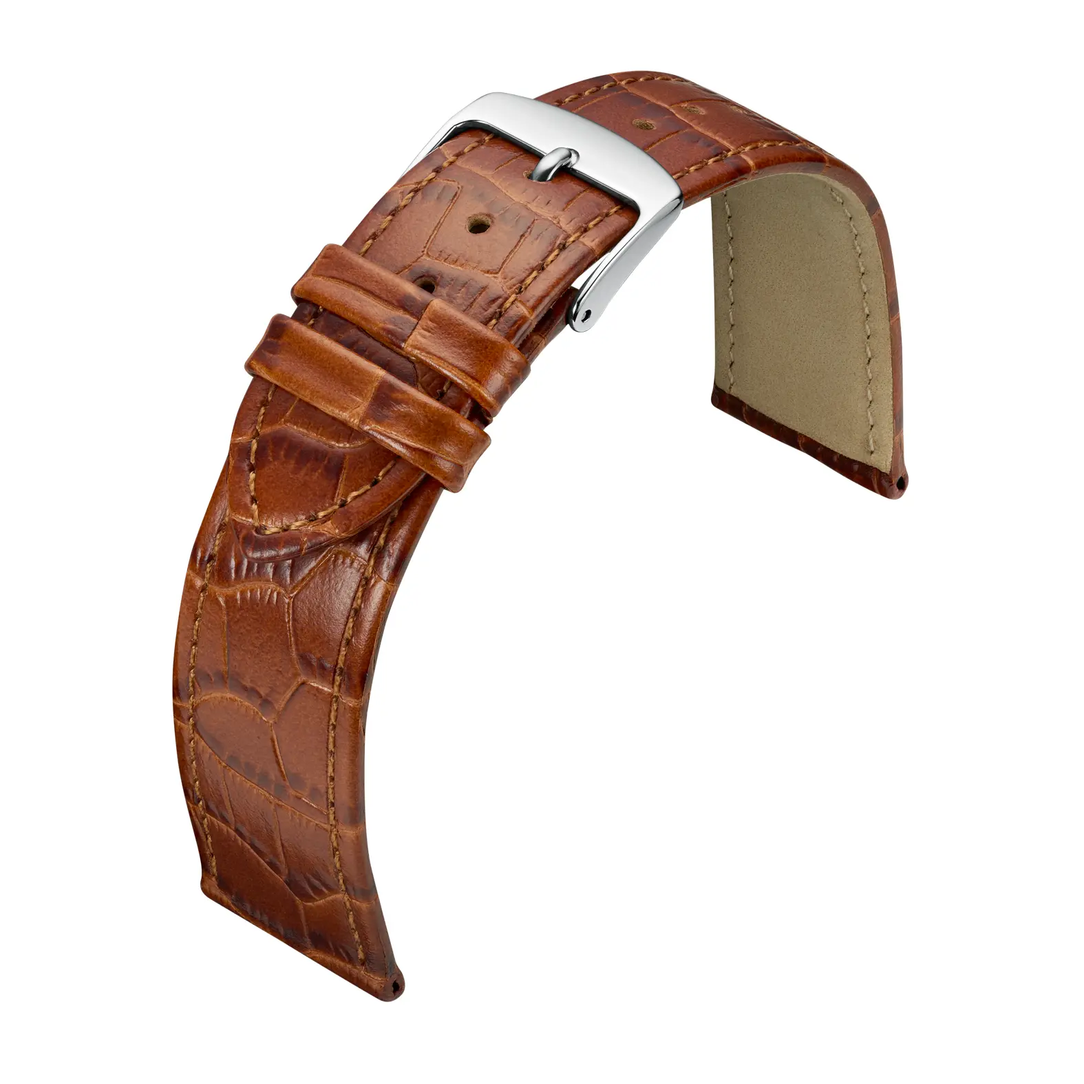 Barington Croco Print Classic Watch Strap (690) - Medium Brown