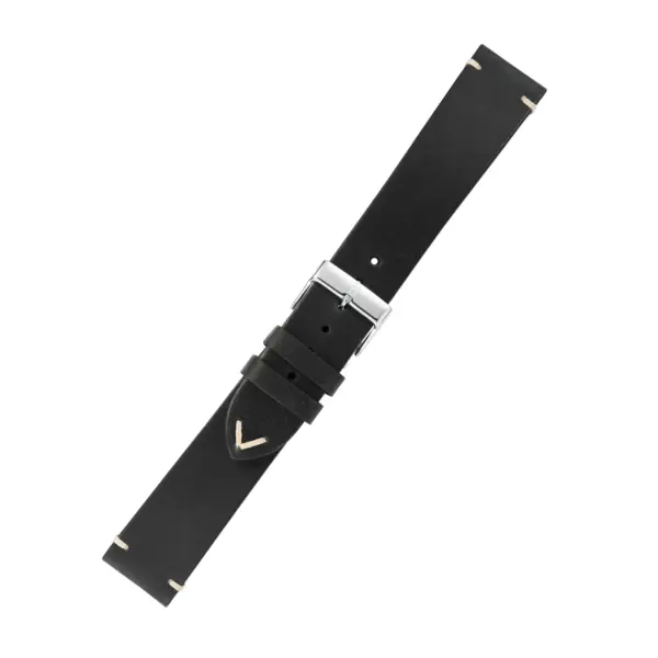 Barington Vintage Leather Watch Strap (635) - Black - Image 2
