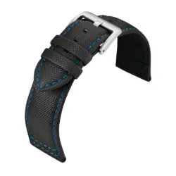 Eulit Regatta Sailcloth-Look Watch Strap (232) - Black/Blue