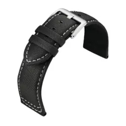 Eulit Regatta Sailcloth-Look Watch Strap (232) - Black/Grey