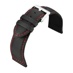 Eulit Regatta Sailcloth-Look Watch Strap (232) - Black/Red