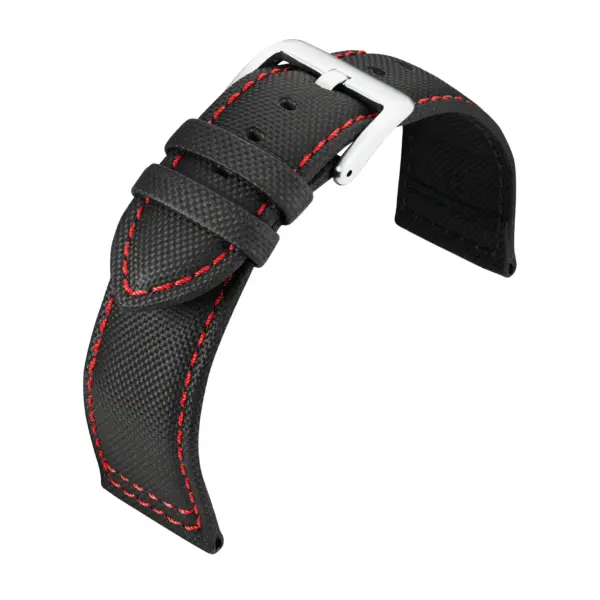 Eulit Regatta Sailcloth-Look Watch Strap (232) - Black/Red