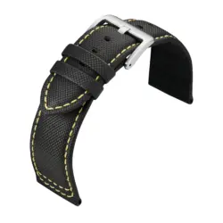 Eulit Regatta Sailcloth-Look Watch Strap (232) - Black/Yellow