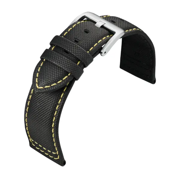 Eulit Regatta Sailcloth-Look Watch Strap (232) - Black/Yellow