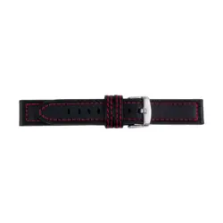 Pebro Leather Watch Strap (797) - Black/Red
