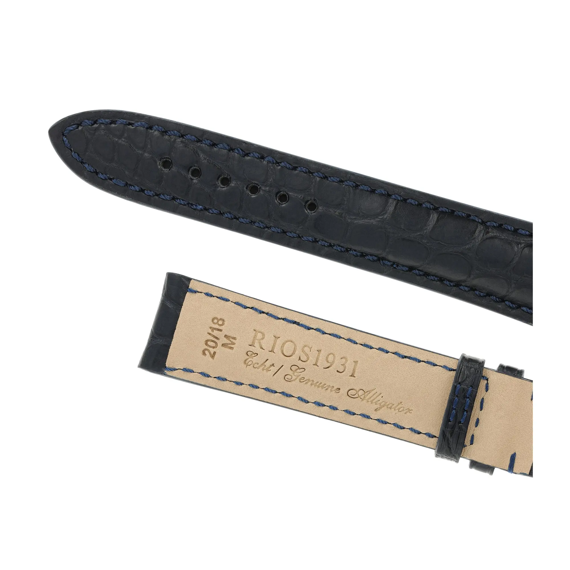 RIOS1931 Imperial - Alligator Leather Watch Strap (248) - Ocean Blue - Image 4