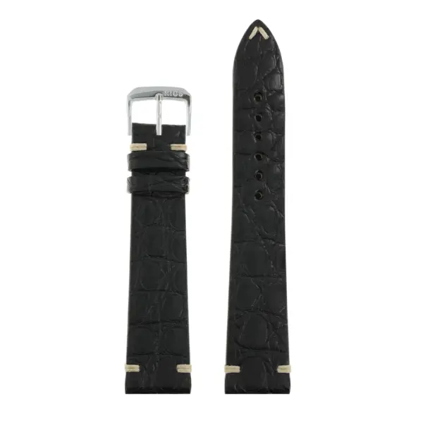 RIOS1931 Royal - Alligator Leather Watch Strap (241) - Black - Image 2
