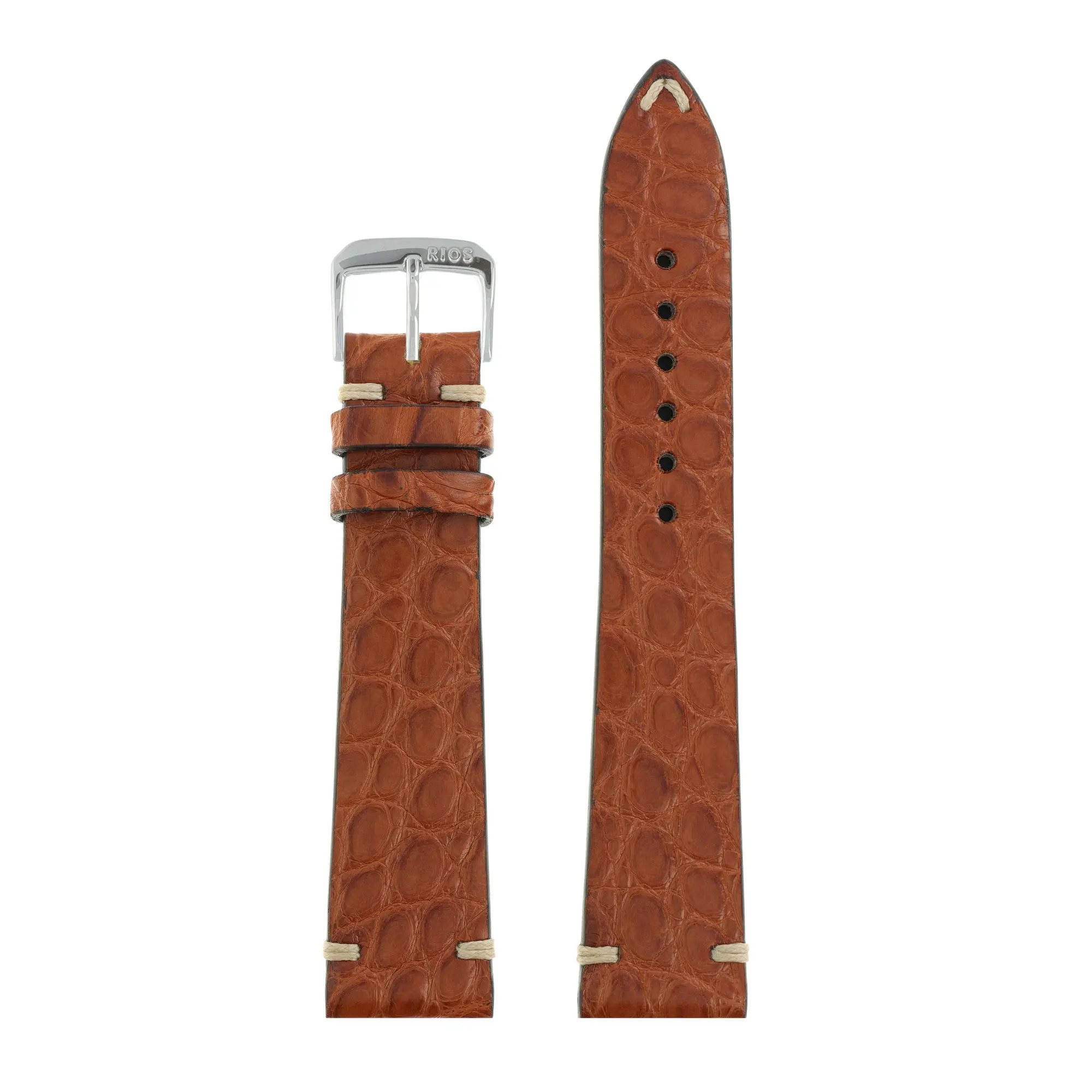 RIOS1931 Royal - Alligator Leather Watch Strap (241) - Cognac - Image 2