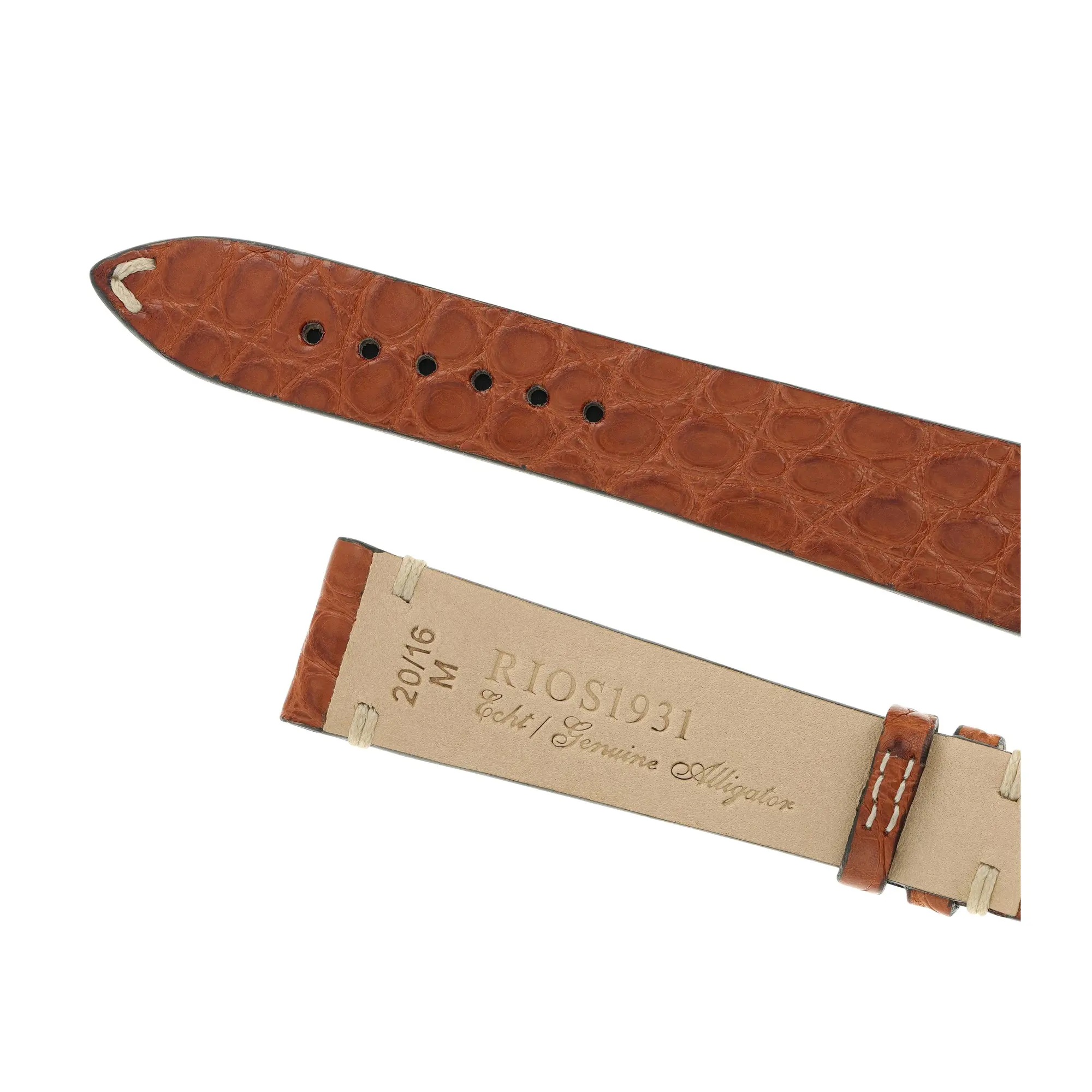 RIOS1931 Royal - Alligator Leather Watch Strap (241) - Cognac - Image 4