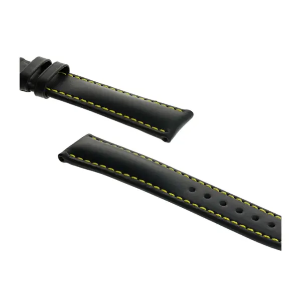 RIOS1931 Smart - Cowhide Watch Strap (44) - Black/Yellow - Image 3