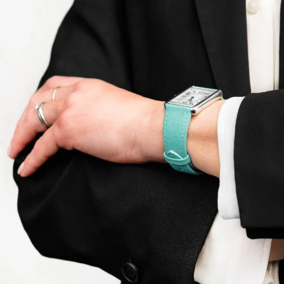 HIRSCH Bologna - Leather Watch Strap - Turquoise - Image 5