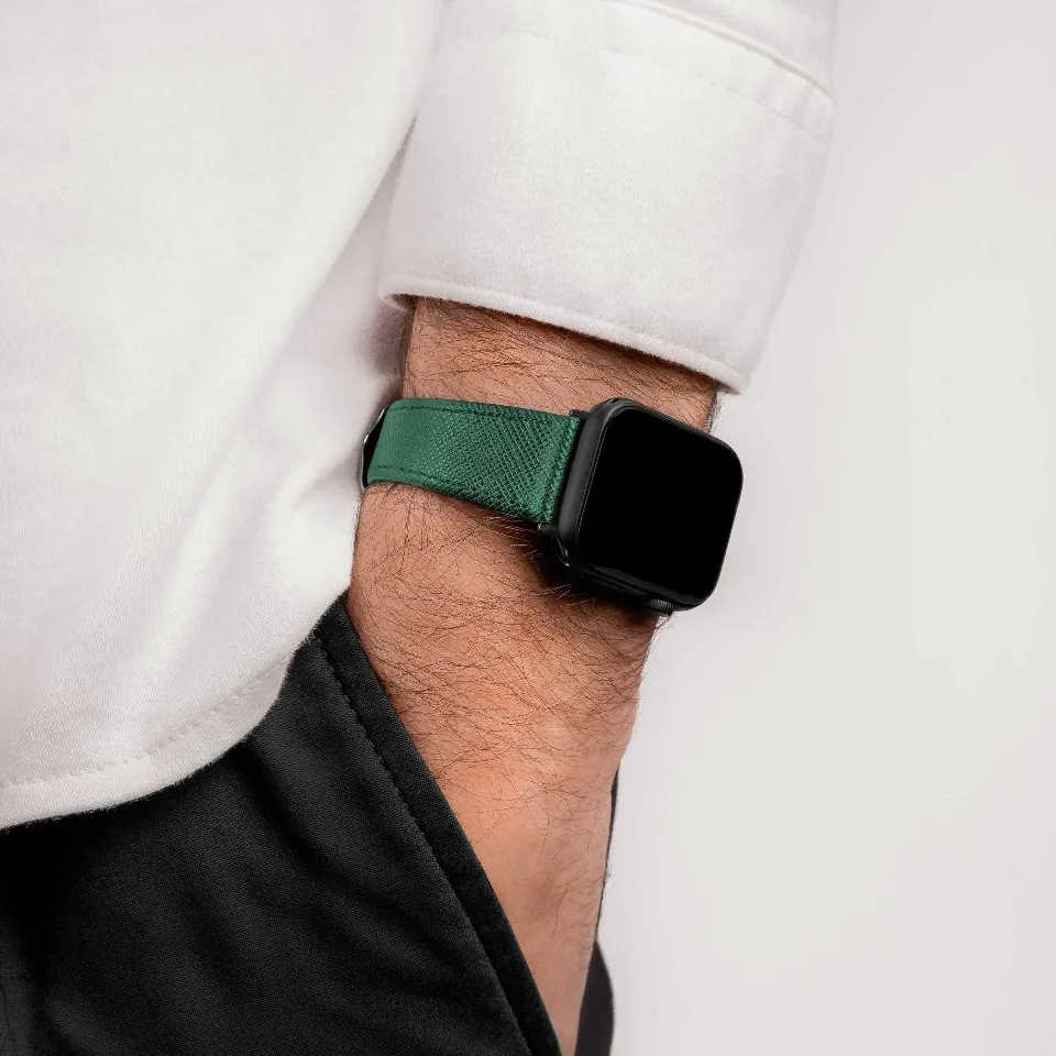 HIRSCH Giffone - Leather Watch Strap - Dark Green - Image 5
