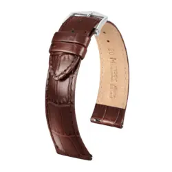 HIRSCH Louisianalook - Alligator Embossed Watch Strap - Brown