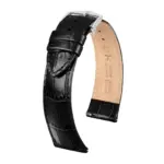 HIRSCH Louisianalook - Alligator Embossed Watch Strap - Black